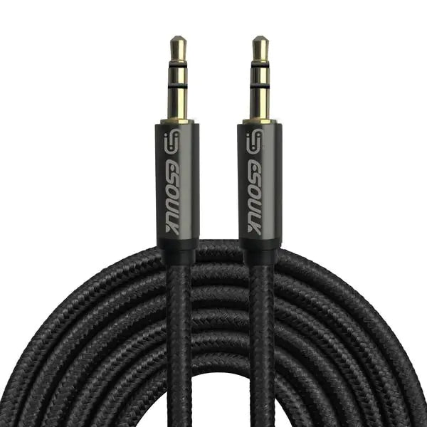 Esoulk 3M [10ft] Nylon Fabric Tangle-Free Male To Male 3.5mm Auxiliary Cable Black